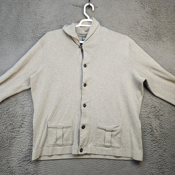 Polo Ralph Lauren Sweater Mens XL Gray Button Front Shawl Collar Cardigan Cotton - Picture 1 of 6